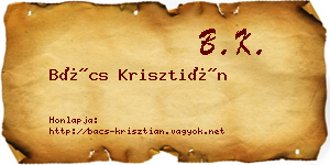 Bács Krisztián névjegykártya